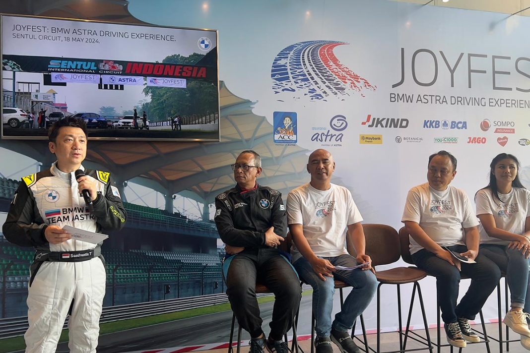 Chief Executive BMW Astra Sanfrantis Tanu dalam konferensi pers Joyfest: BMW Astra Driving Experience 2024, Rabu (15/5/2024).