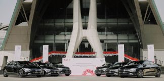 Tiga model Mercedes-Benz EQ yang akan digunakan pada Perayaan Hari Ulang Tahun ke-79 Kemerdekaan Republik Indonesia di Ibu Kota Nusantara, yaitu EQE Saloon, EQE SUV, dan EQS Saloon