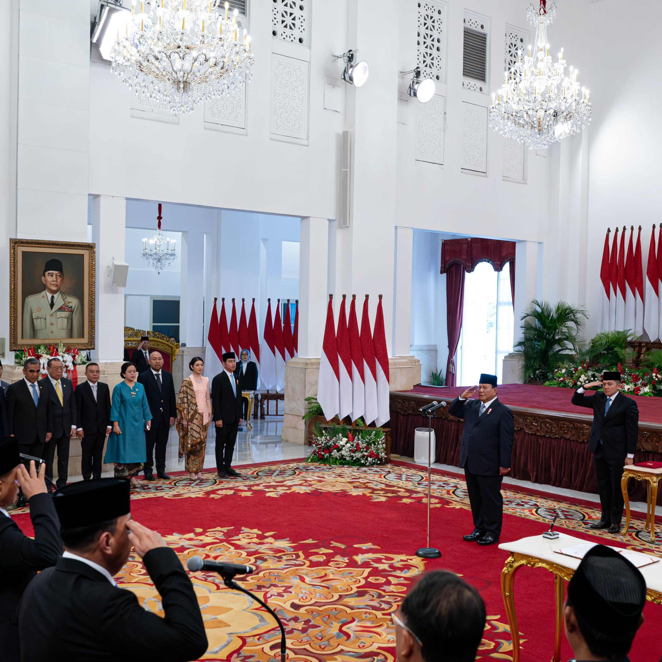 pelantikan menteri kabinet merah putih digelar di istana merdeka, jakarta pusat, senin (21102024).