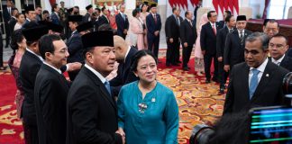 puan maharani menghadiri pelantikan menteri dan kepala badan kabinet merah putih