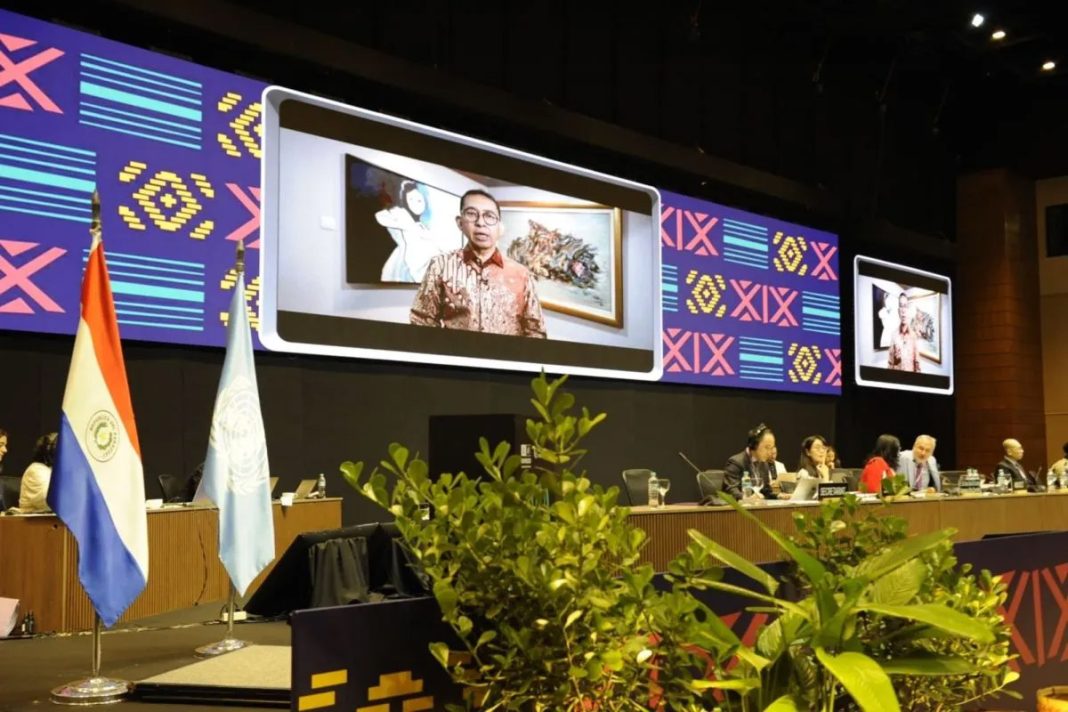 menteri kebudayaan fadli zon dalam pidatonya secara virtual dalam sidang ke 19 the intergovernmental committee for the safeguarding of the intangible cultural heritage di paraguay