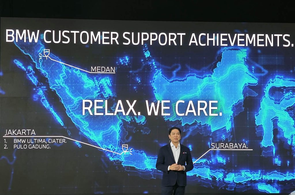 Peter “Sunny” Medalla, President Director BMW Group Indonesia, mengatakan, “Di BMW, kami selalu menempatkan pelanggan sebagai prioritas – bukan hanya melalui slogan, tetapi melalui tindakan nyata. "Relax, We Care" secara tepat mencerminkan bagaimana kami menjalin setiap interaksi dengan pelanggan.