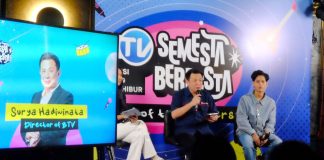surya hadiwinata pada jumpa pers btv semesta berpesta 2025 bersama steven paaribu
