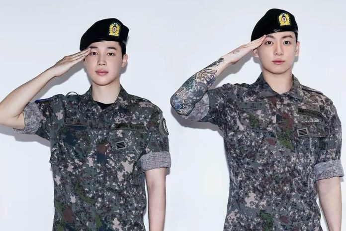 dua anggota bts yang menyelesaikan dinas hari ini