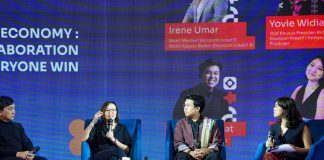 yovie widianto dan irene umar irene umar, menjadi panelis dalam bangkit fest 2025 di mangkuluhur artotel suites, jakarta