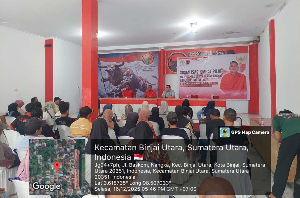 Sosialisasi 4 Pilar Kebangsaan bersama Bob Andika Mamana Sitepu di Binjai Utara, Selasa 16/12/2025.