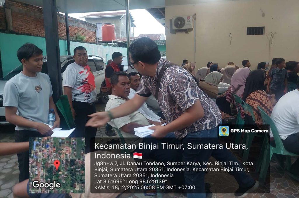Sosialisasi 4 Pilar Kebangsaan oleh Bob Andika Mamana Sitepu di Kecamatan Binjai Timur, Kamis (18/12/2025), menekankan birokrasi profesional dan melayani, diikuti sekitar 150 peserta.