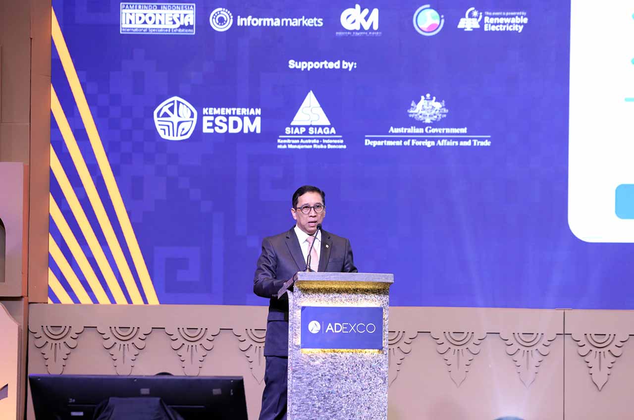 Febrian Alphyanto Ruddyard, Wakil Menteri Perencanaan Pembangunan Nasional Republik Indonesia , saat memberikan sambutan pada pembukaan The 3rd Global Forum for Sustainable Resilience (GFSR) dan ADEXCO 2026